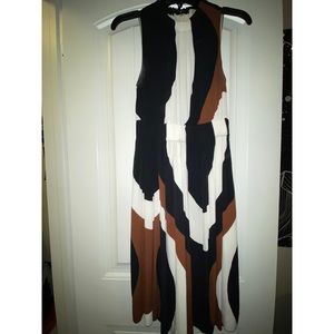 brown, black, & white dress